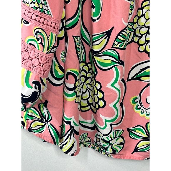 Crown and Ivy Top Womens XXL Shirt Peasant Blouse Pink Green Work Casual Floral - Picture 15 of 16